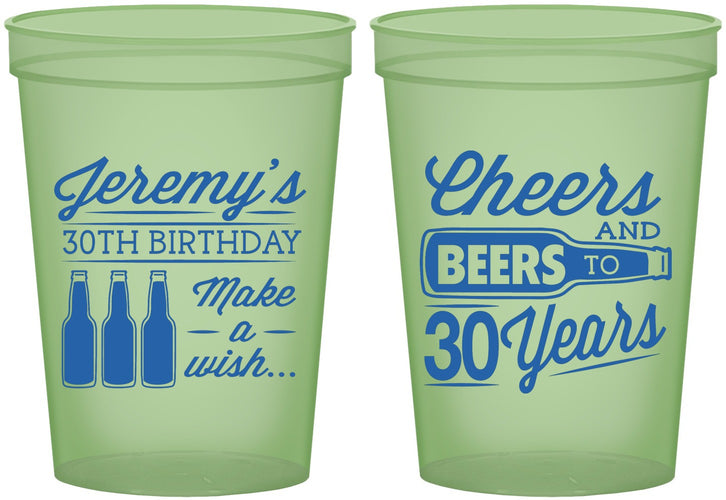 Custom Birthday 16 oz Glow In The Dark Cups - Cheers Beers To 30 Years | 20076