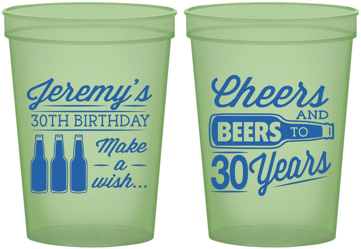 Custom Birthday 16 oz Glow In The Dark Cups - Cheers Beers To 30 Years | 20076
