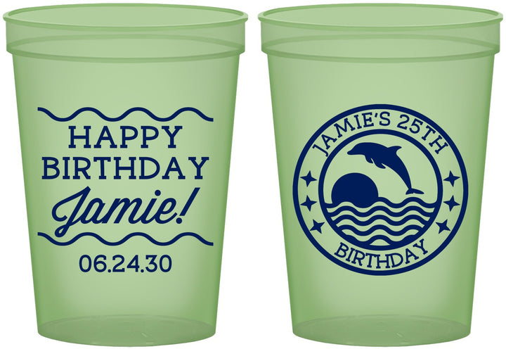 Custom Birthday 16 oz Glow In The Dark Cups - 25th Dolphins | 20077