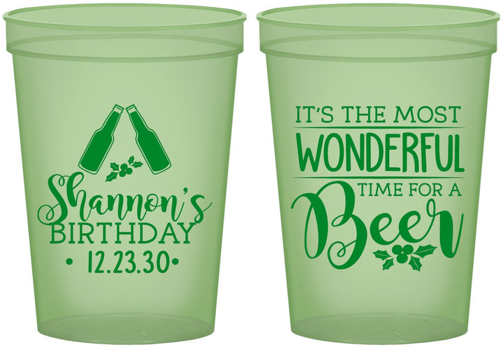 Custom Birthday 16 oz Glow In The Dark Cups - Christmas | 20082