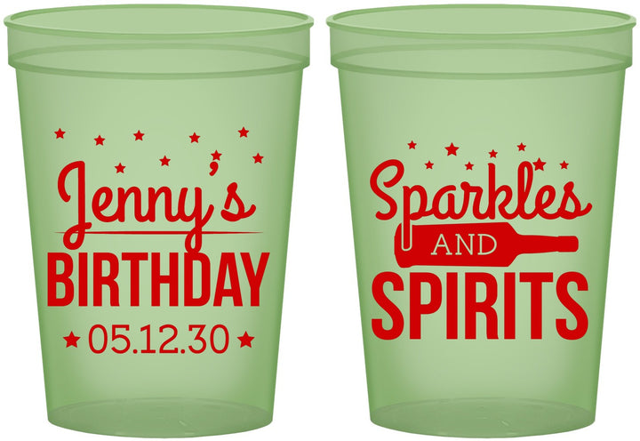 Custom Birthday 16 oz Glow In The Dark Cups - Sparkles Spirits | 20083