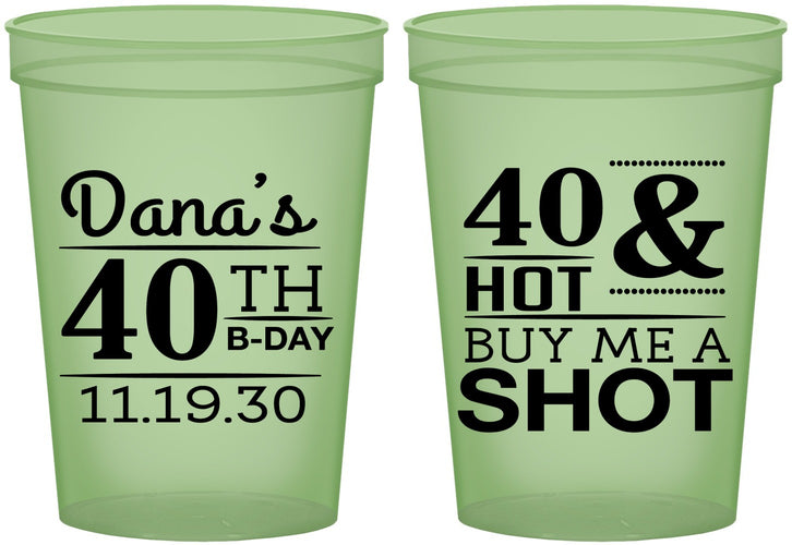 Custom Birthday 16 oz Glow In The Dark Cups - 40th | 20086