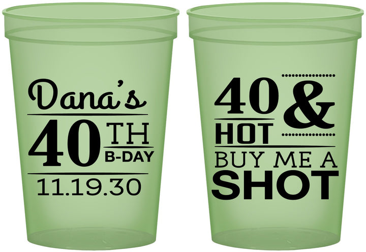 Custom Birthday 16 oz Glow In The Dark Cups - 40th | 20086