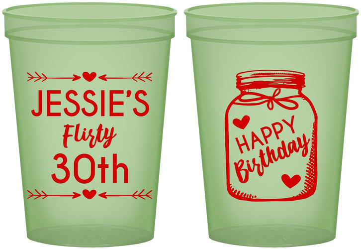 Custom Birthday 16 oz Glow In The Dark Cups - 30th Flirty At Thirty | 20087