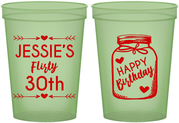 Custom Birthday 16 oz Glow In The Dark Cups - 30th Flirty At Thirty | 20087