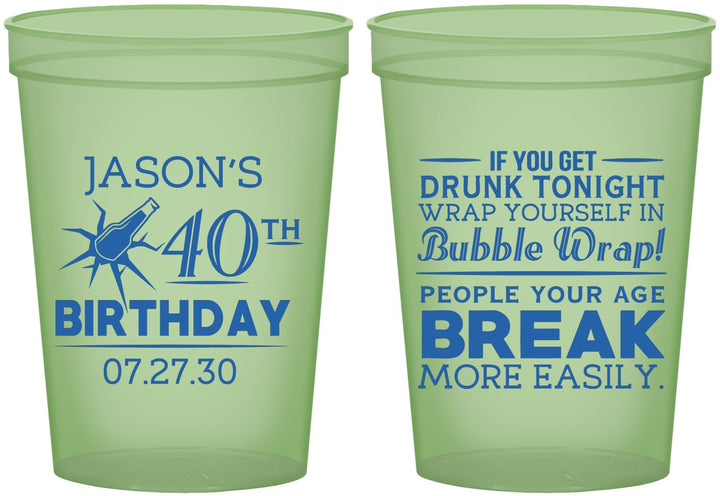 Custom Birthday 16 oz Glow In The Dark Cups - 40th | 20088