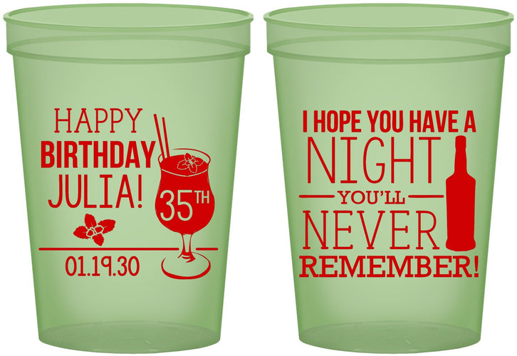 Custom Birthday 16 oz Glow In The Dark Cups - 35th | 20092