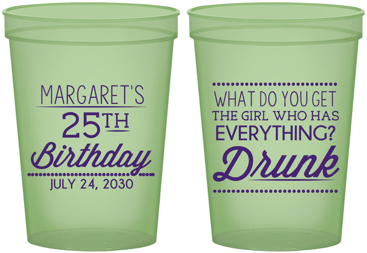 Custom Birthday 16 oz Glow In The Dark Cups - 25th | 20093