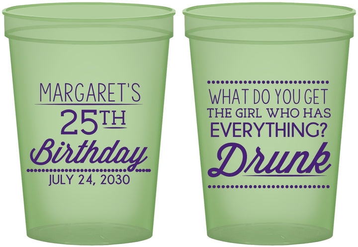 Custom Birthday 16 oz Glow In The Dark Cups - 25th | 20093