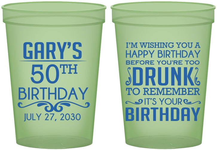 Custom Birthday 16 oz Glow In The Dark Cups - 50th | 20095