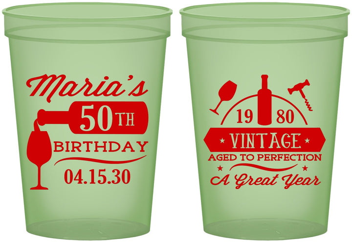 Custom Birthday 16 oz Glow In The Dark Cups - 50th Wine | 20098