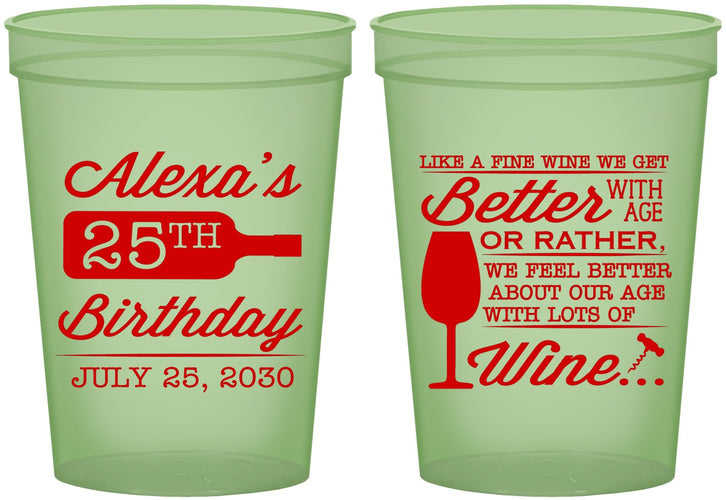 Custom Birthday 16 oz Glow In The Dark Cups - 25th Wine | 20099