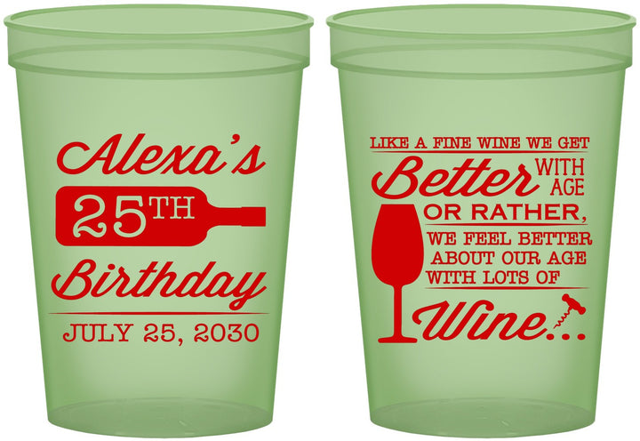 Custom Birthday 16 oz Glow In The Dark Cups - 25th Wine | 20099