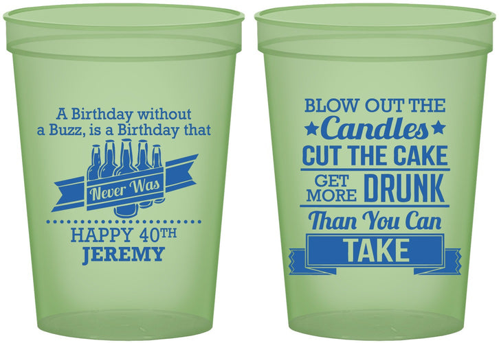 Custom Birthday 16 oz Glow In The Dark Cups - 40th | 20101