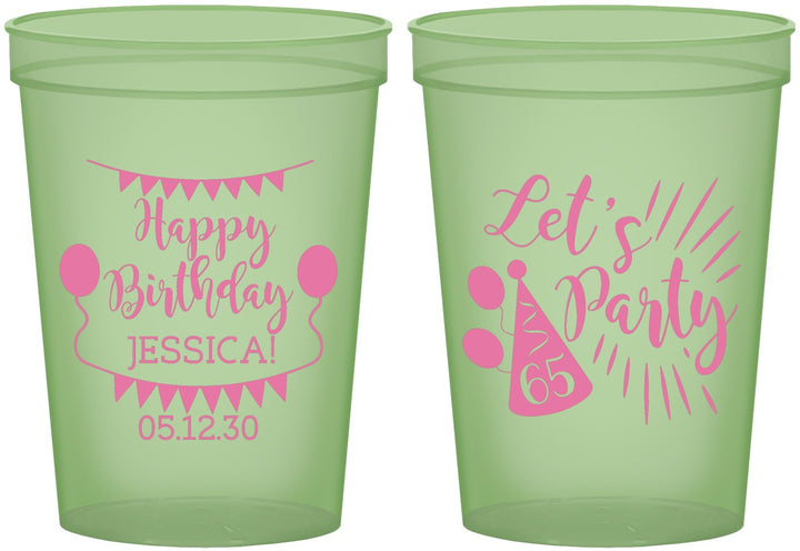 Custom Birthday 16 oz Glow In The Dark Cups - 65th | 20105
