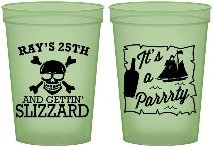 Custom Birthday 16 oz Glow In The Dark Cups - 25th Pirate | 20107