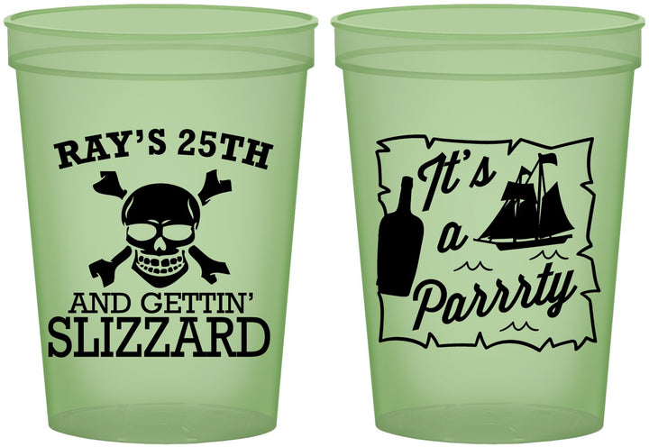 Custom Birthday 16 oz Glow In The Dark Cups - 25th Pirate | 20107