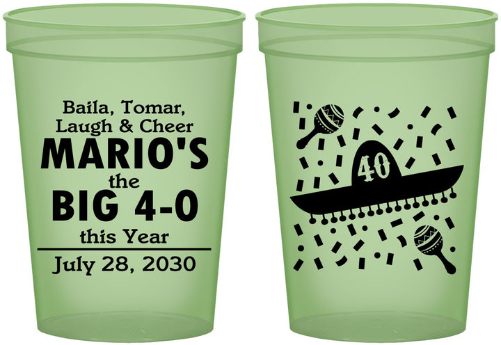 Custom Birthday 16 oz Glow In The Dark Cups - 40th Mexico | 20109