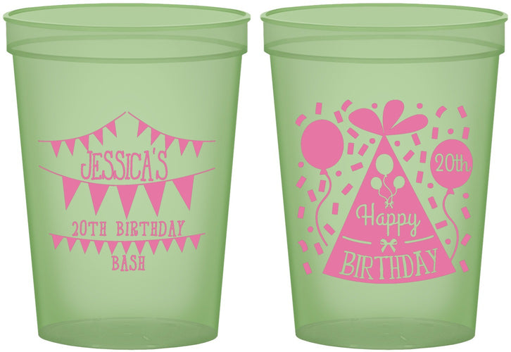 Custom Birthday 16 oz Glow In The Dark Cups - 20th | 20113