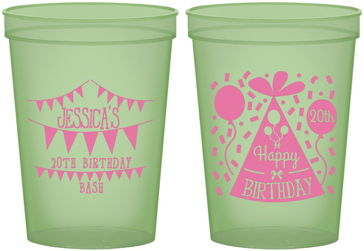 Custom Birthday 16 oz Glow In The Dark Cups - 20th | 20113