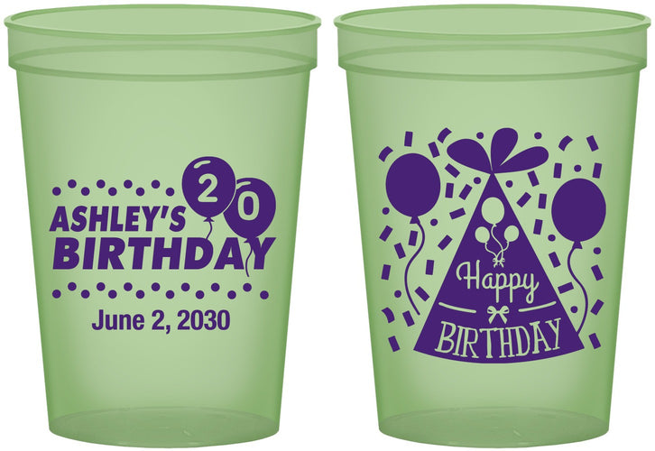 Custom Birthday 16 oz Glow In The Dark Cups - 20th | 20114