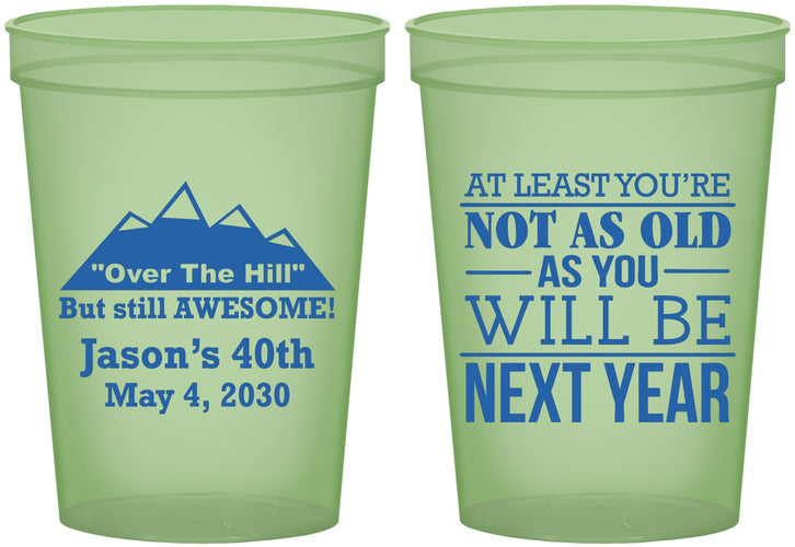 Custom Birthday 16 oz Glow In The Dark Cups - 40th Over The Hill | 20121