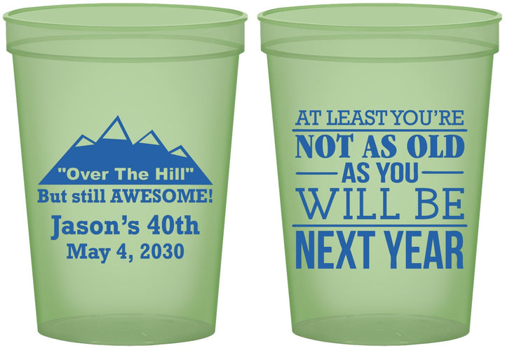 Custom Birthday 16 oz Glow In The Dark Cups - 40th Over The Hill | 20121