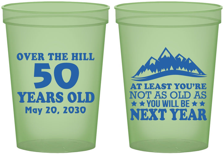 Custom Birthday 16 oz Glow In The Dark Cups - 50th Over The Hill | 20124