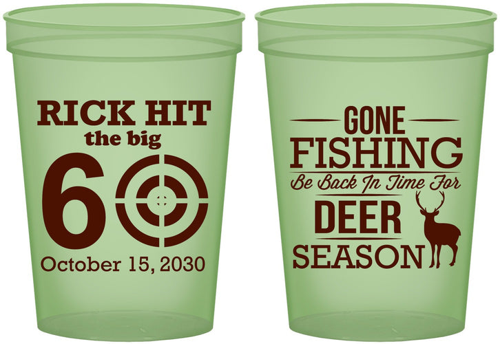 Custom Birthday 16 oz Glow In The Dark Cups - 60th Gone Fishing | 20126