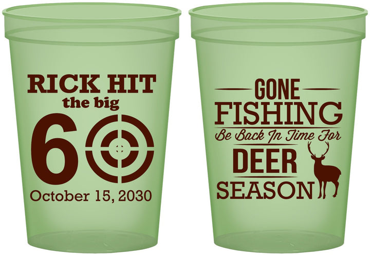 Custom Birthday 16 oz Glow In The Dark Cups - 60th Gone Fishing | 20126