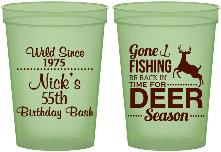 Custom Birthday 16 oz Glow In The Dark Cups - 55th Gone Fishing | 20128