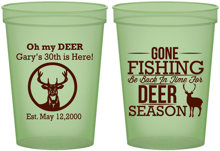 Custom Birthday 16 oz Glow In The Dark Cups - 30th Deer Season | 20129