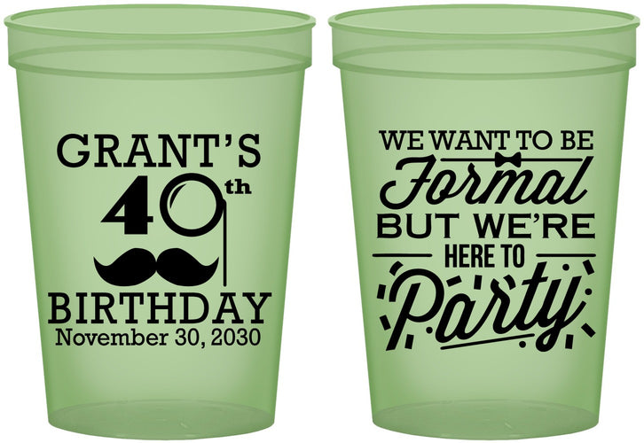 Custom Birthday 16 oz Glow In The Dark Cups - 40th | 20130
