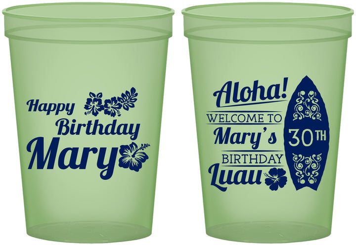 Custom Birthday 16 oz Glow In The Dark Cups - 30th Hawaii | 20136