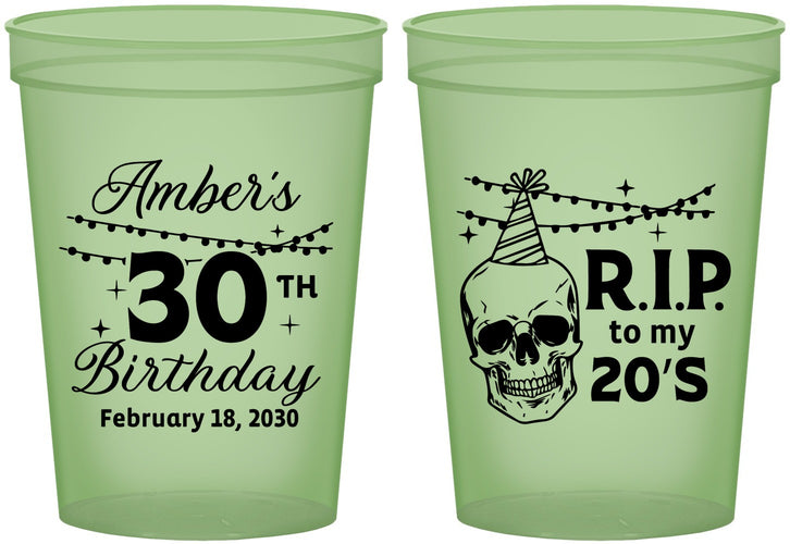 Custom Birthday 16 oz Glow In The Dark Cups - 30th Rip 20 | 20140