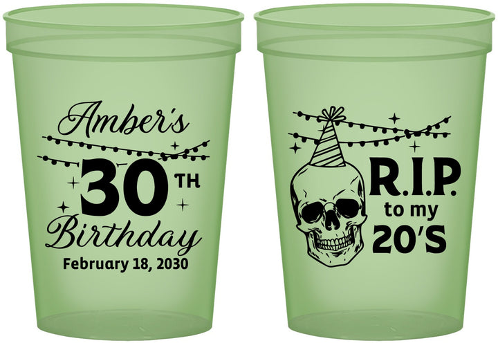 Custom Birthday 16 oz Glow In The Dark Cups - 30th Rip 20 | 20140