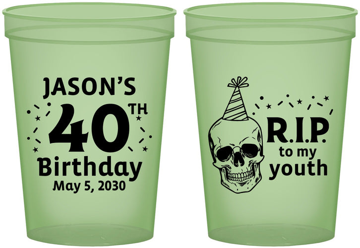 Custom Birthday 16 oz Glow In The Dark Cups - 40th Rip Youth | 20141
