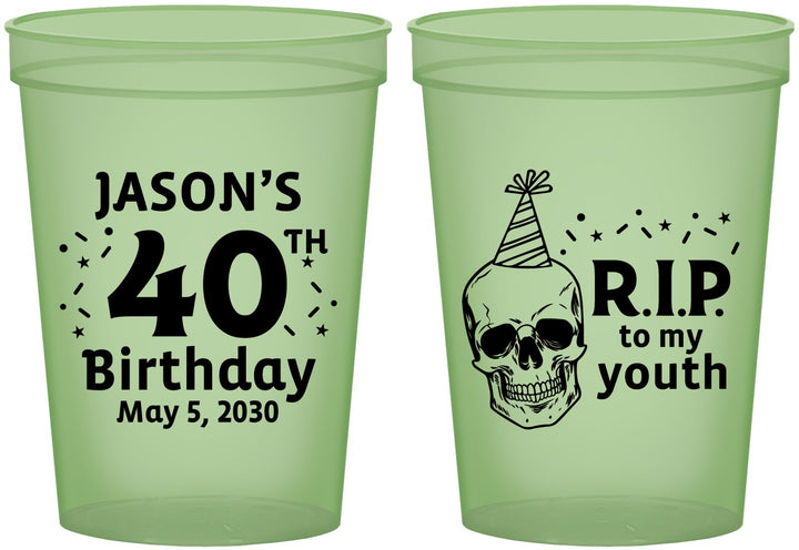 Custom Birthday 16 oz Glow In The Dark Cups - 40th Rip Youth | 20141