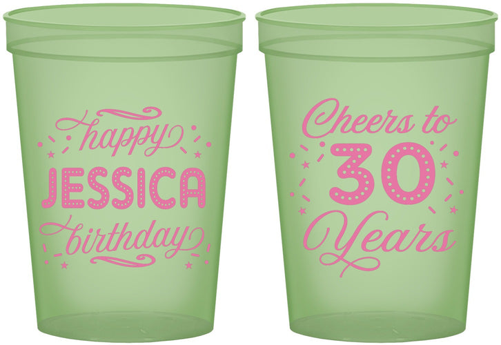 Custom Birthday 16 oz Glow In The Dark Cups - Cheers To 30 Years | 20142