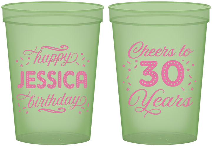 Custom Birthday 16 oz Glow In The Dark Cups - Cheers To 30 Years | 20142