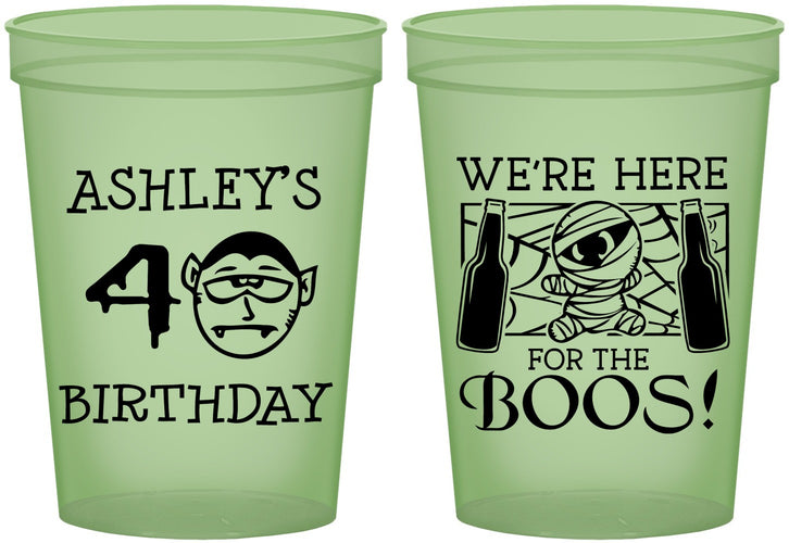 Custom Birthday 16 oz Glow In The Dark Cups - 40th Halloween | 20145