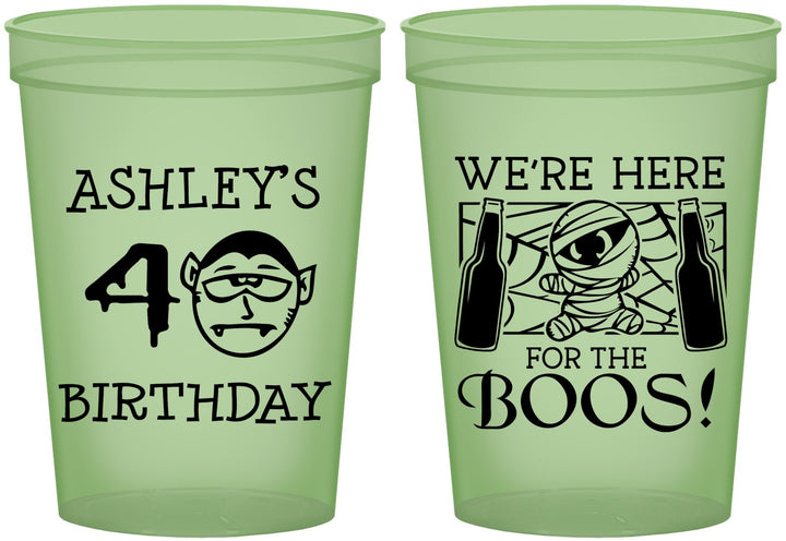 Custom Birthday 16 oz Glow In The Dark Cups - 40th Halloween | 20145