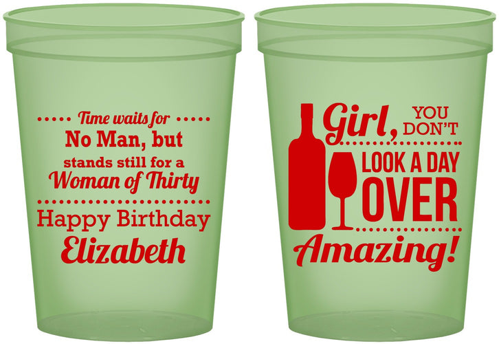 Custom Birthday 16 oz Glow In The Dark Cups - Look A Day Over Amazing | 20150