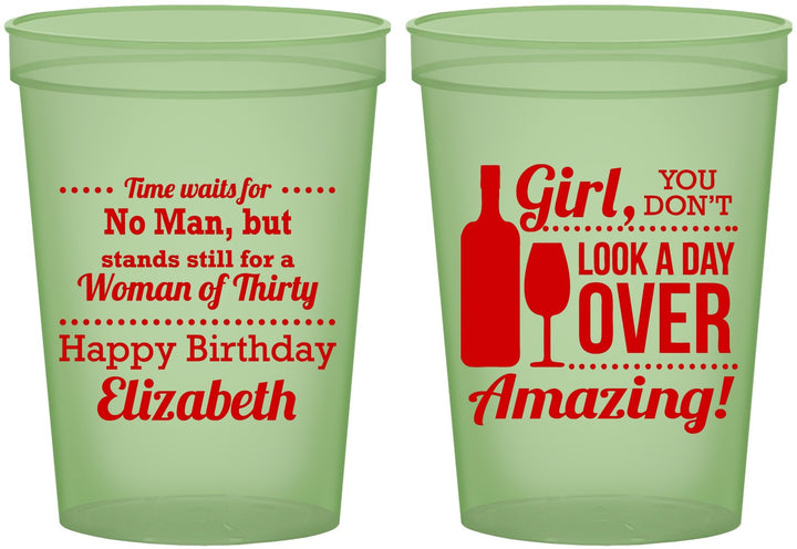 Custom Birthday 16 oz Glow In The Dark Cups - Look A Day Over Amazing | 20150