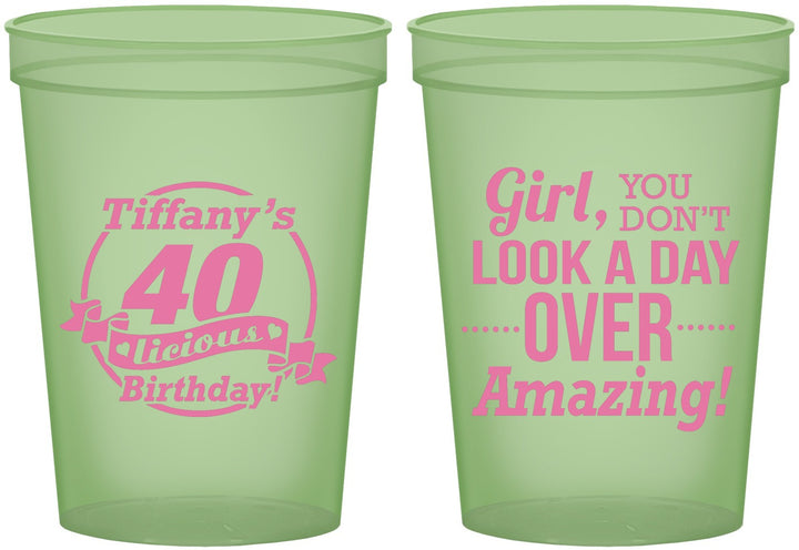 Custom Birthday 16 oz Glow In The Dark Cups - 40th | 20153