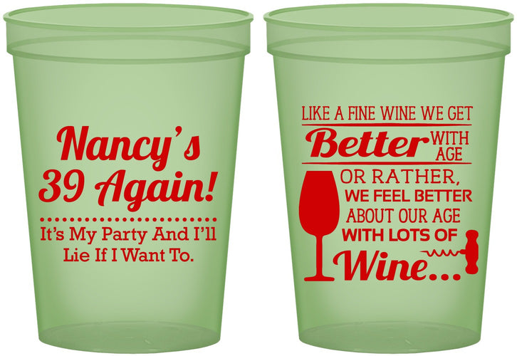 Custom Birthday 16 oz Glow In The Dark Cups - 40th Wine | 20154