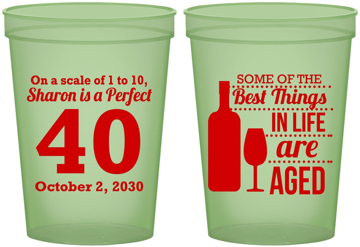 Custom Birthday 16 oz Glow In The Dark Cups - 40th Wine | 20155