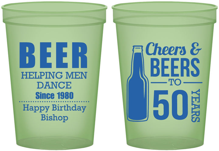 Custom Birthday 16 oz Glow In The Dark Cups - Cheers Beers To 50 Years | 20160