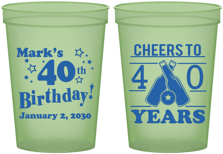 Custom Birthday 16 oz Glow In The Dark Cups - Cheers To 40 Years | 20162