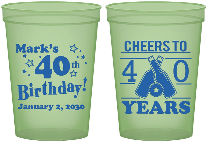 Custom Birthday 16 oz Glow In The Dark Cups - Cheers To 40 Years | 20162